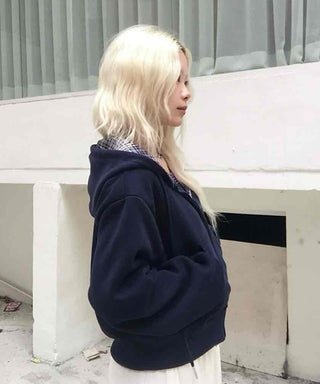 New Basic Check Zip-up Hoodie