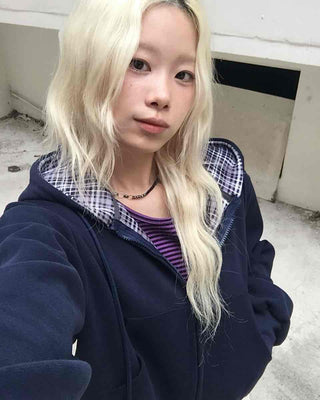 New Basic Check Zip-up Hoodie