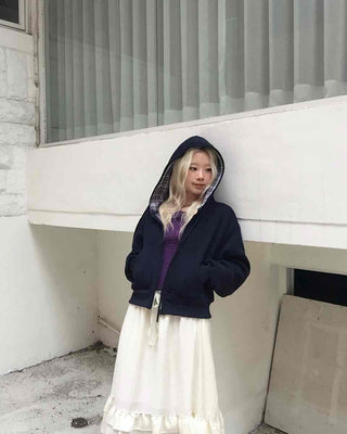 New Basic Check Zip-up Hoodie