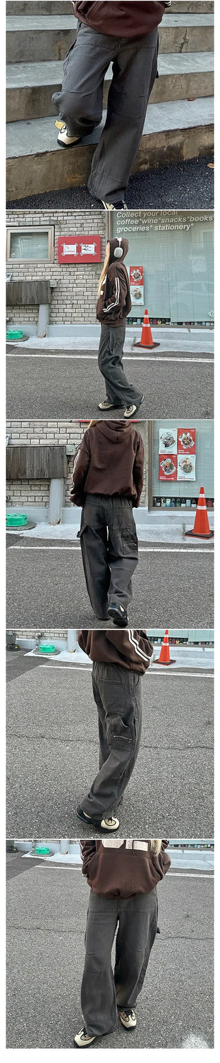 Lily Carpenter Banding Pants Cotton Denim Daily Look Unique Vintage