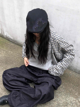Striped corduroy big mega wide fit long pants