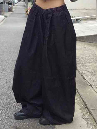 Striped corduroy big mega wide fit long pants