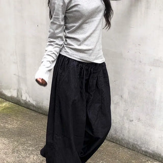 Striped corduroy big mega wide fit long pants