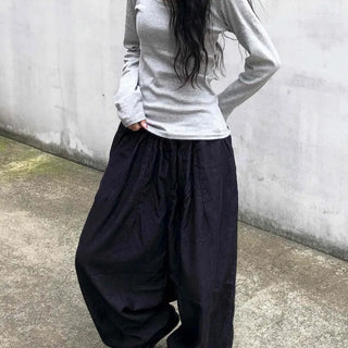 Striped corduroy big mega wide fit long pants