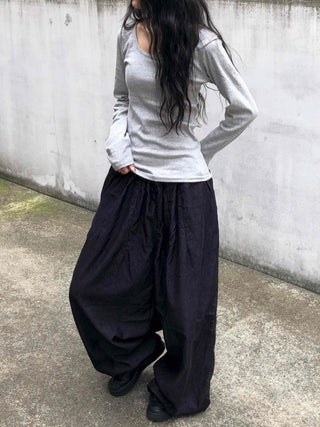 Striped corduroy big mega wide fit long pants