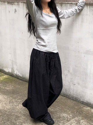 Striped corduroy big mega wide fit long pants