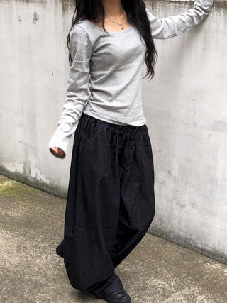 Striped corduroy big mega wide fit long pants