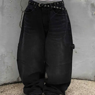 Balloon Fit Carpenter Cutout Denim Long Pants
