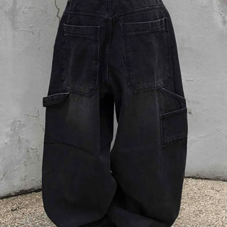 Balloon Fit Carpenter Cutout Denim Long Pants