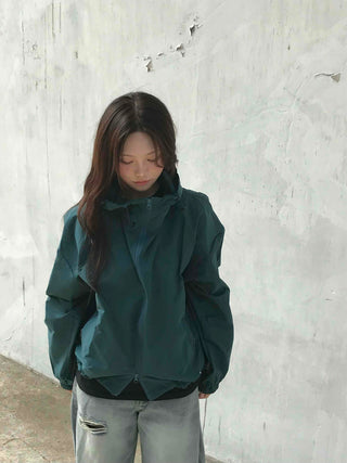 New Basic Plain Oversized Windbreaker