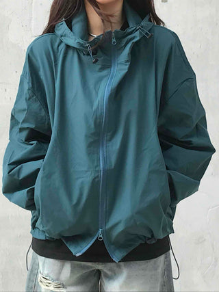 New Basic Plain Oversized Windbreaker