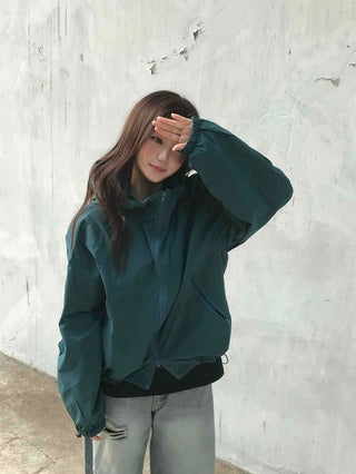 New Basic Plain Oversized Windbreaker