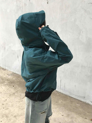 New Basic Plain Oversized Windbreaker