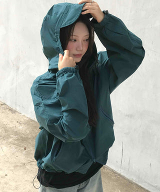 New Basic Plain Oversized Windbreaker
