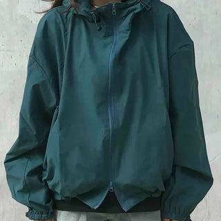 New Basic Plain Oversized Windbreaker