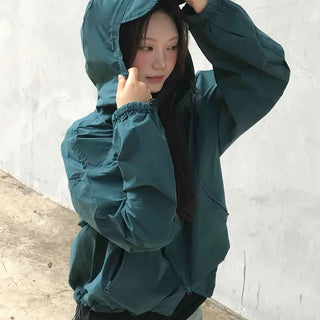 New Basic Plain Oversized Windbreaker