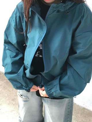 New Basic Plain Oversized Windbreaker