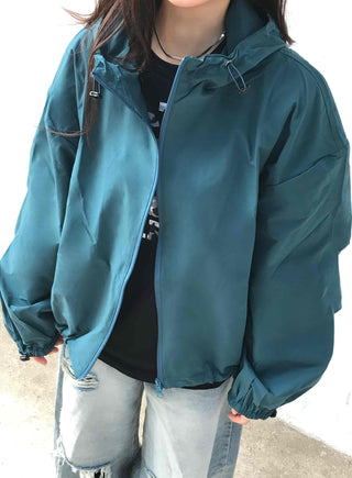 New Basic Plain Oversized Windbreaker