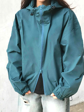 New Basic Plain Oversized Windbreaker