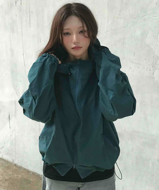 New Basic Plain Oversized Windbreaker