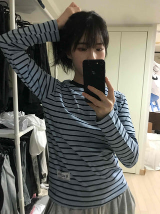 Casual Striped Long-Sleeve T-Shirt
