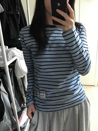 Casual Striped Long-Sleeve T-Shirt