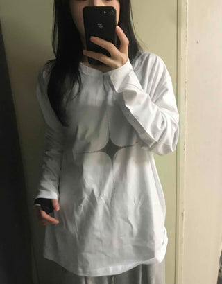 Simple Oversized Crossbody Long Sleeve T-shirt