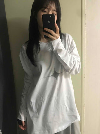 Simple Oversized Crossbody Long Sleeve T-shirt
