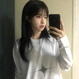 Simple Oversized Crossbody Long Sleeve T-shirt