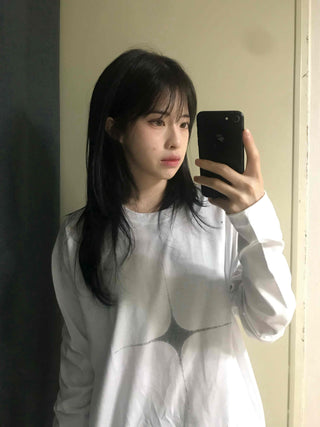 Simple Oversized Crossbody Long Sleeve T-shirt