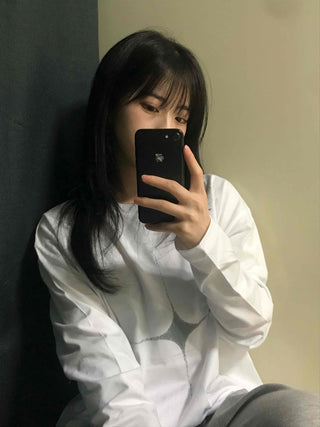 Simple Oversized Crossbody Long Sleeve T-shirt