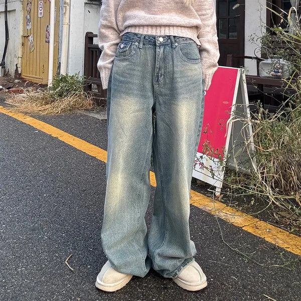 Roel Hip Vintage Washed Denim Unique Loose Fit Wide Fit Daily Look