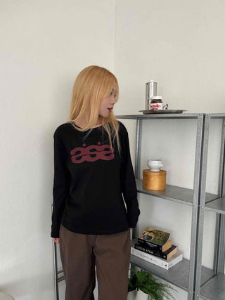 Retro Hip Vintage Cotton Lettering Long Sleeve T-shirt