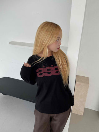 Retro Hip Vintage Cotton Lettering Long Sleeve T-shirt