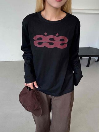 Retro Hip Vintage Cotton Lettering Long Sleeve T-shirt