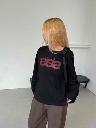 Retro Hip Vintage Cotton Lettering Long Sleeve T-shirt