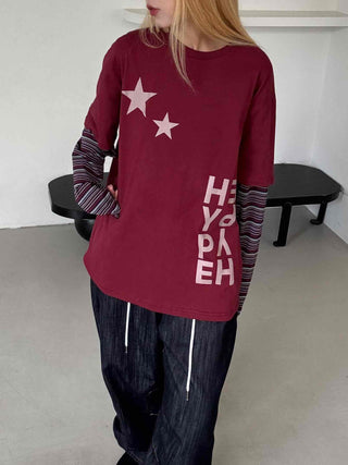 Comfortable Layered Striped Long Sleeve T-shirt