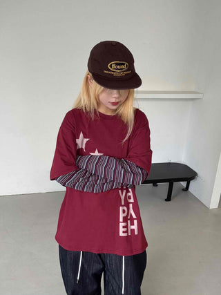 Comfortable Layered Striped Long Sleeve T-shirt