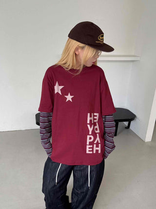 Comfortable Layered Striped Long Sleeve T-shirt