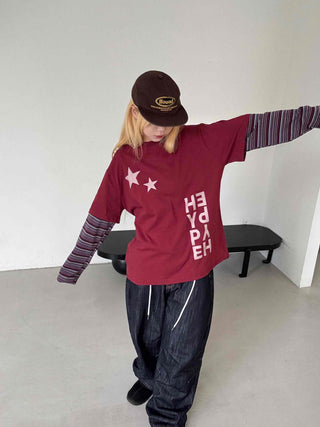 Comfortable Layered Striped Long Sleeve T-shirt