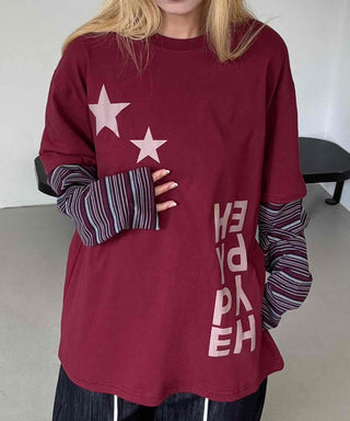 Comfortable Layered Striped Long Sleeve T-shirt