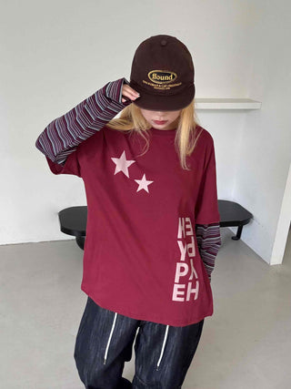 Comfortable Layered Striped Long Sleeve T-shirt
