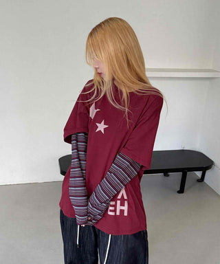Comfortable Layered Striped Long Sleeve T-shirt