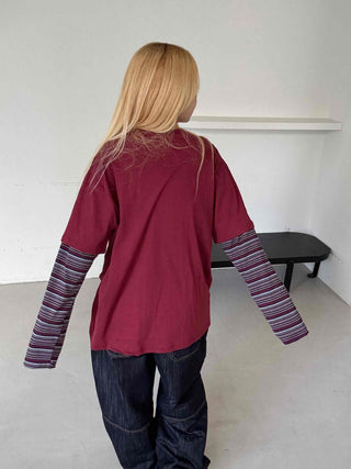 Comfortable Layered Striped Long Sleeve T-shirt
