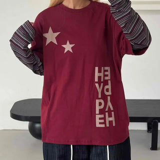 Comfortable Layered Striped Long Sleeve T-shirt