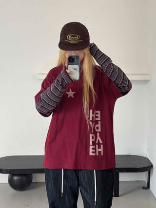 Comfortable Layered Striped Long Sleeve T-shirt