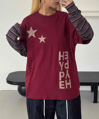 Comfortable Layered Striped Long Sleeve T-shirt