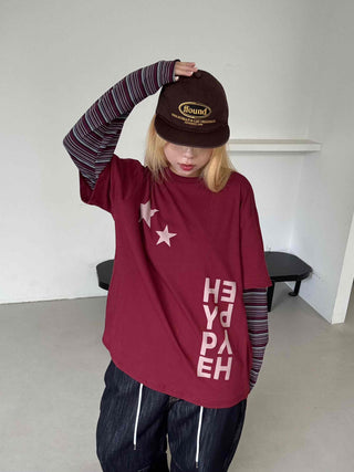 Comfortable Layered Striped Long Sleeve T-shirt