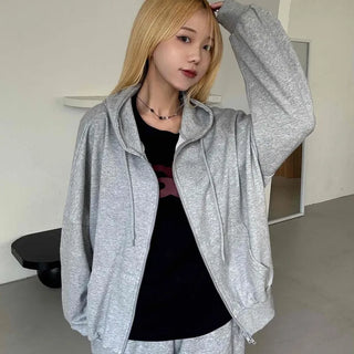 Minimalist Transitional Cotton Plain Zip-up
