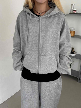 Minimalist Transitional Cotton Plain Zip-up